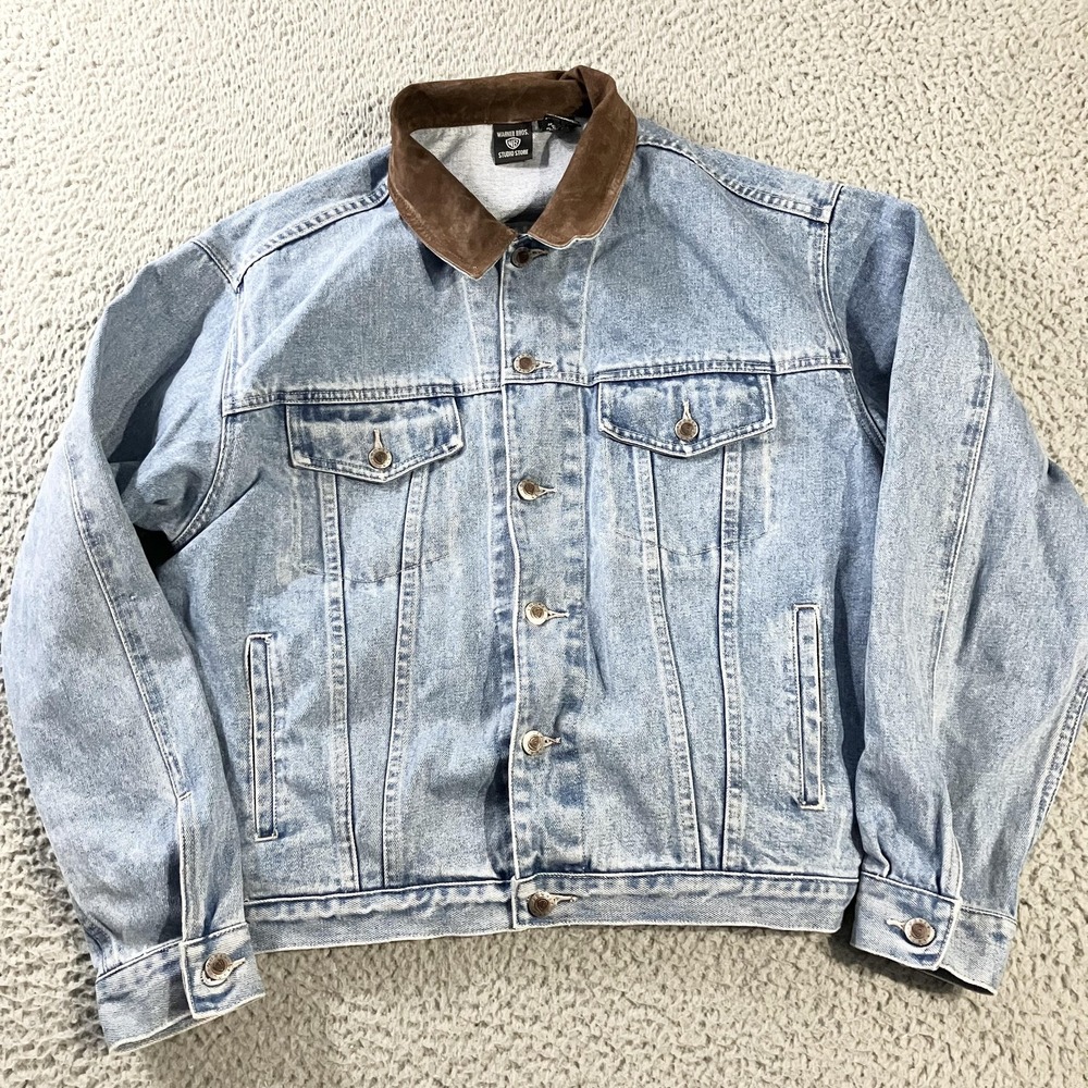 Vintage Looney Tunes‎ Taz Jacket Mens Medium Blue Denim Warner Bros 90s